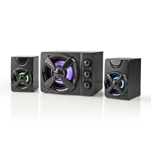Spelkonsol Högtalare - NEDIS - GSPR31021BK - 2.1 Kanaler - USB - Flerfärgade LED-lampor