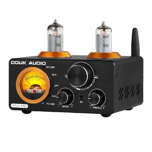Nobsound HiFi Bluetooth-förstärkare, 100W utgångseffekt, stöder USB- och koaxiala ingångar, elegant design med VU-mätare.