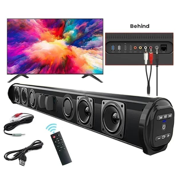 Langaton Bluetooth-soundbar, 2.0 kanavaa, FM-taajuus 87.5-108, kompakti muotoilu,musta