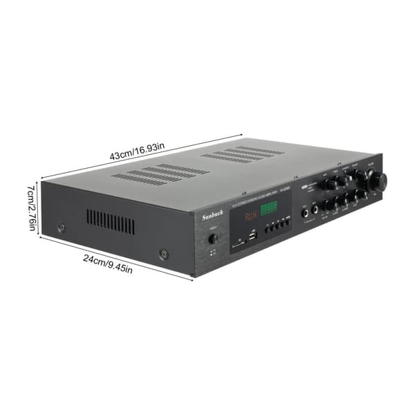 5.0-kanals HIFI-förstärkare, 600W effekt, stöder USB och Bluetooth, hållbar aluminiumlegering,svart
