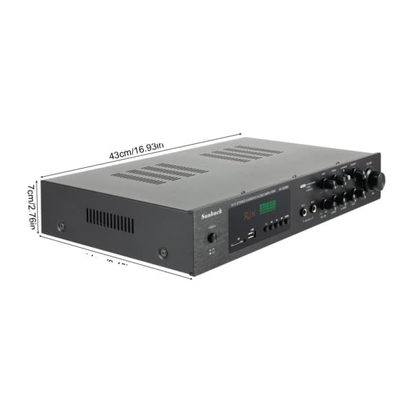 5.0-kanals HIFI-förstärkare, 600W effekt, stöder USB och Bluetooth, hållbar aluminiumlegering,svart