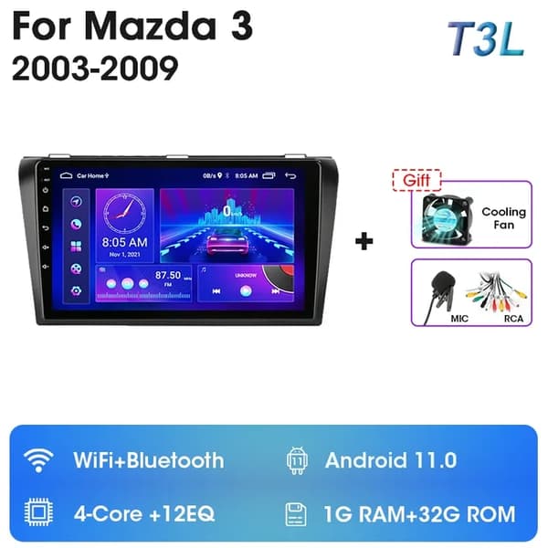 Android-autosoitin, monimedia-videosoitin, GPS-navigointi, T3L-MIC-FS