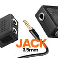 Miniatyrbild 3 av 4: Kit Audio Flygplansadapter Ljudkontakt 3.5mm och Dubbeluttag 3.5mm Akashi Svart