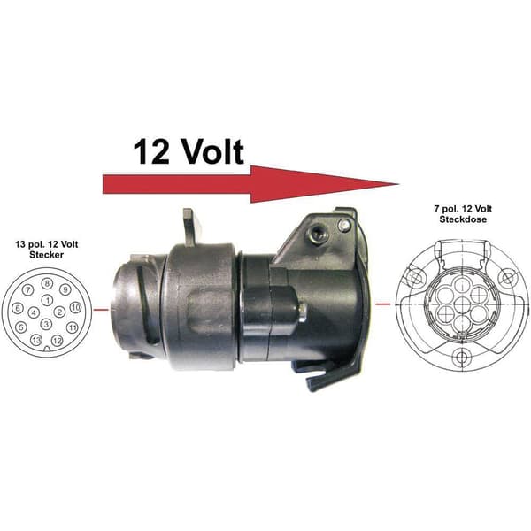 SecoRüt 50110 Släpvagn adapter [Sockel 13-polig - Stiftkontakt 7-polig] ABS plast