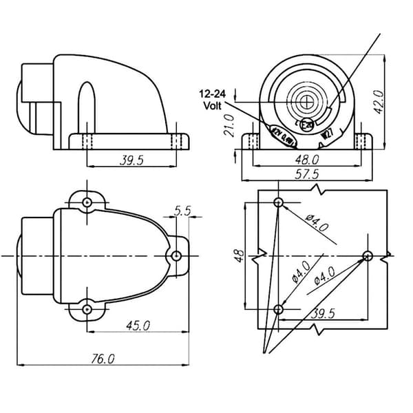 SecoRüt Registreringsskyltljus Registreringsskyltljus bak 12 V, 24 V Klart glas