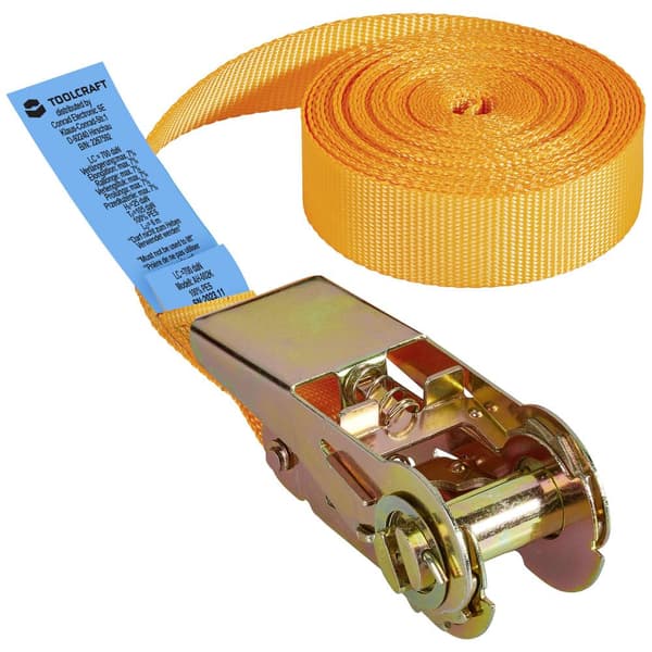 TOOLCRAFT TO-6802776 Spännband i en del Dragkraft LC Surrning (individuell/direkt)=350 daN (L x B) 6 m x 25 mm Spärrhak