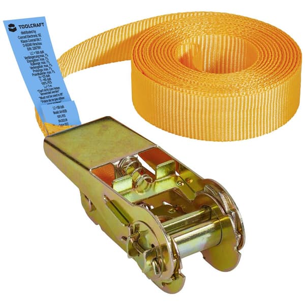 TOOLCRAFT TO-6802773 Spännband i en del Dragkraft LC Surrning (individuell/direkt)=250 daN (L x B) 5 m x 25 mm Spärrhak