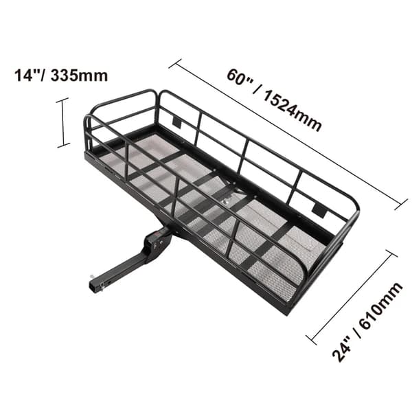 Hægtelastbærer, aluminiumskonstruktion, 500lb kapacitet, 60x24x6 tommer