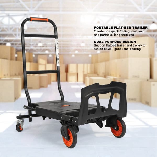 Bärbar Flatbed Trailer, Hög Viktkapacitet, Multifunktionell Design, Kompakt Fällbar Storlek