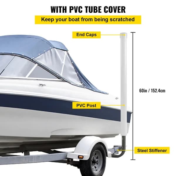 Bådtrailer guide-on'er, stålkonstruktion, PVC-rør dækker., Hvid 60 tommer