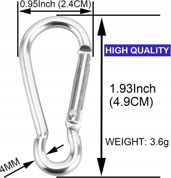 FIREMAN CARABINER 50 mm til ROPE Hundesnor Nøglering 1STK