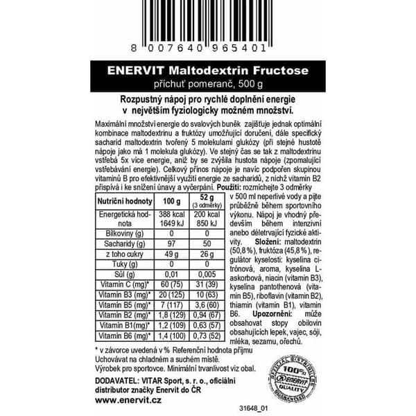 ENERVIT Maltodextrin Fruktos 500 g, apelsin