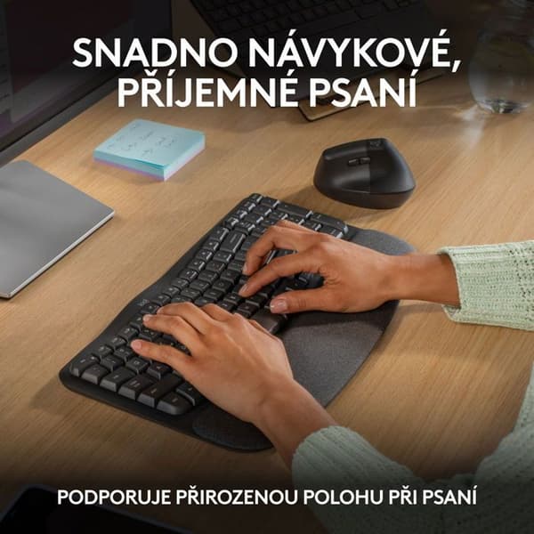 Logitech Wave Keys Trådlöst Ergonomiskt Tangentbord Grafit - CZ/SK
