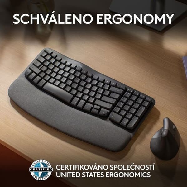 Logitech Wave Keys Trådlöst Ergonomiskt Tangentbord Grafit - CZ/SK