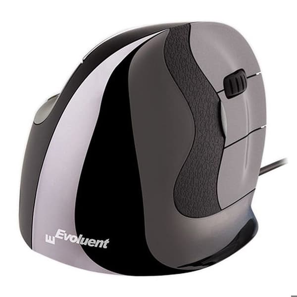 Ergonomisk Mus - Evoluent - VerticalMouse D Large - Trådbunden - Laser 2600 dpi - 5 Programmerbara Knappar Svart, Grå