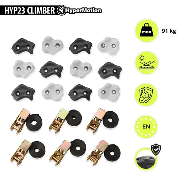 Lasten puukiipeilysetti – HyperMotion 18 osaa, tukevat kahvat, vahvat hihnat, ulkoleikki, 91 kg