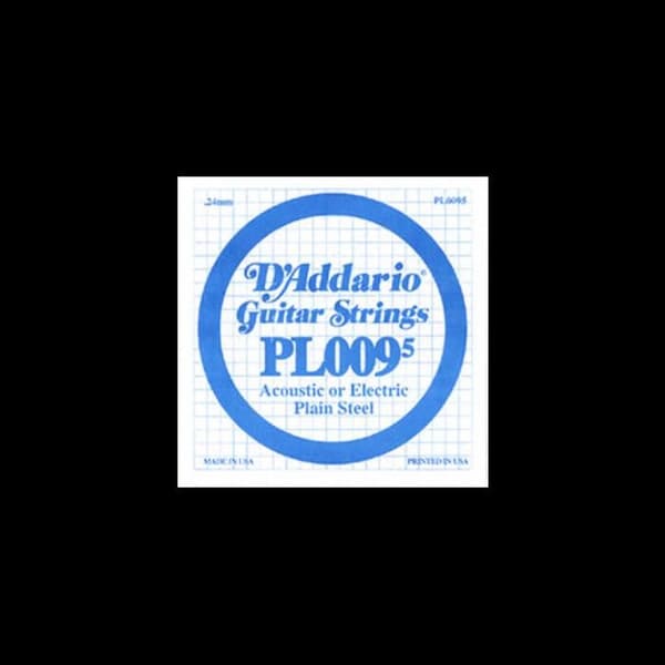 Elgitarrsträng - D'Addario - PL0095 - Solid Steel - Briljant ljud - För vuxna