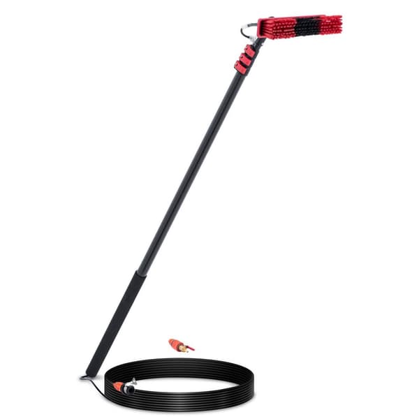 ulsonix - Tvättborste med teleskopskaft - Med vattenanslutning - För solceller och fönster - 1672 - 5486 mm