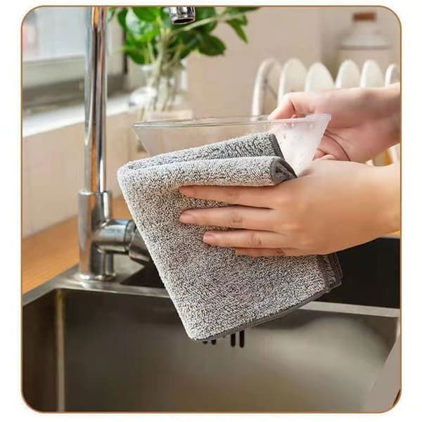 Set med 5 rengöringsdukar av bambufiber, mer absorberande, för hem, kök, bil, center och fönster 30 x 30 cm