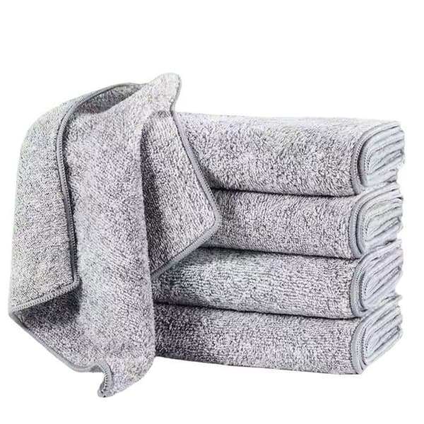 Set med 5 rengöringsdukar av bambufiber, mer absorberande, för hem, kök, bil, center och fönster 30 x 30 cm