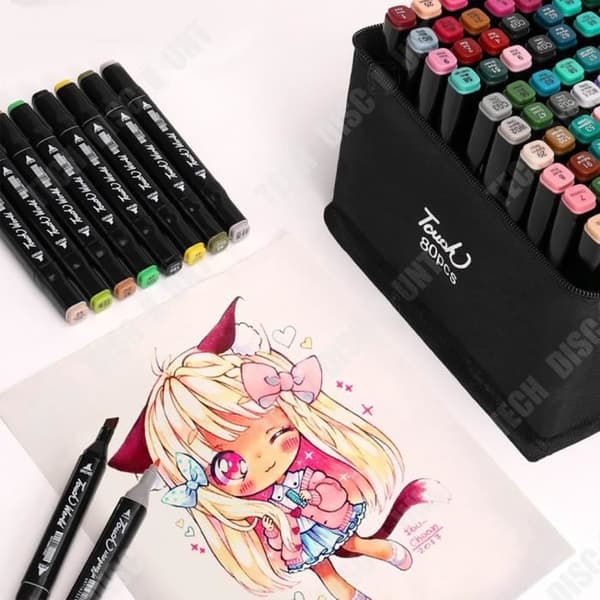 TD® Dubbelhuvuden Marker Pen Set Alkohol Fet Akvarell Penna Målning 80 Neck Marker Pen Portable Set