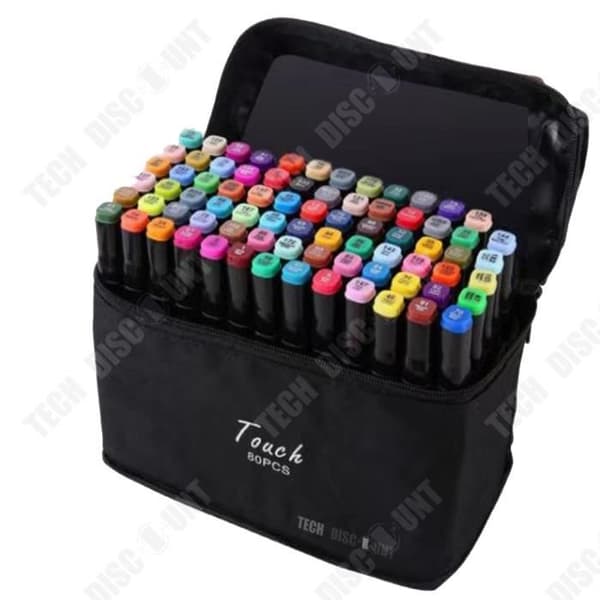 TD® Dubbelhuvuden Marker Pen Set Alkohol Fet Akvarell Penna Målning 80 Neck Marker Pen Portable Set