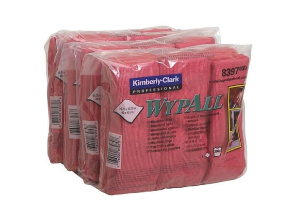 Svamp - chamois - mikrofiber - Wypall duk - 7334127 - Förpackning med 24 mikrofiberdukar 8397 Röd 40 x 40 cm