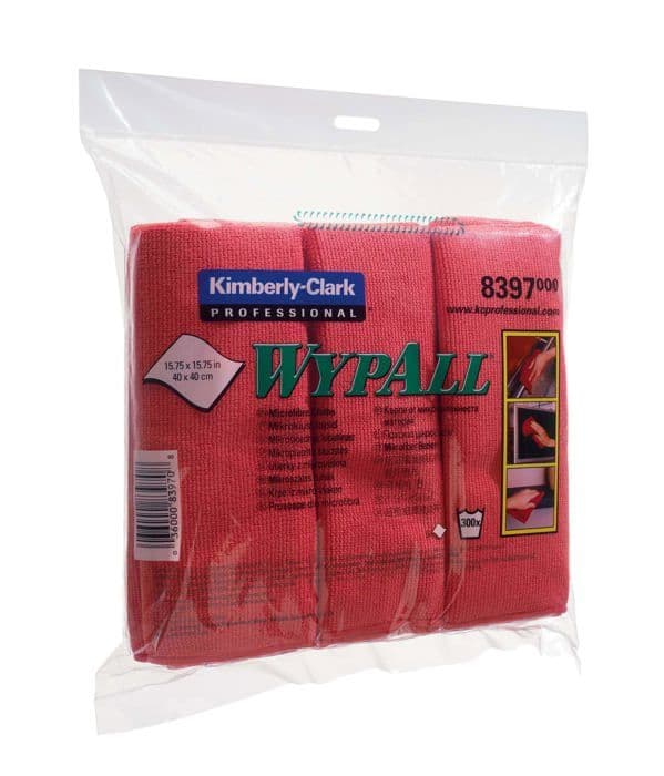 Svamp - chamois - mikrofiber - Wypall duk - 7334127 - Förpackning med 24 mikrofiberdukar 8397 Röd 40 x 40 cm