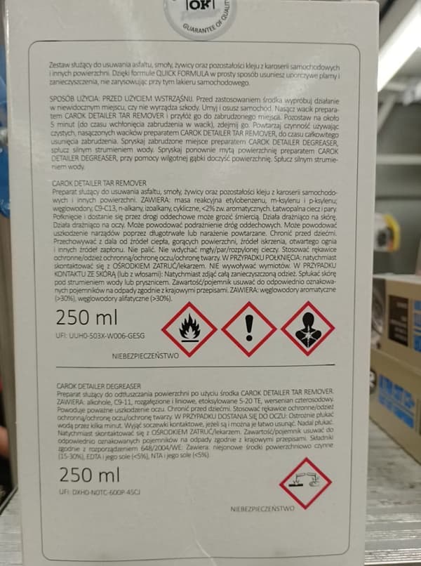 Terva-, asfaltti- ja hartsinpoistoaine 2in1 Car Ok 500ml