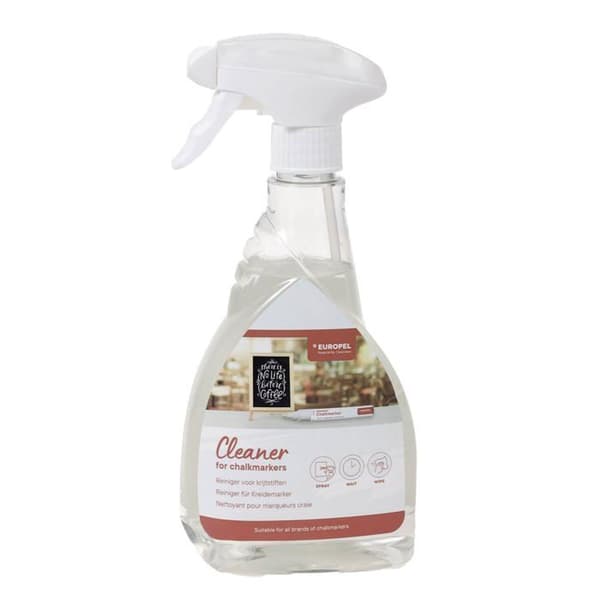 Europel - 356521 - Rengöringsspray för vattenbeständiga kritmarkerare, flaska 500 ml