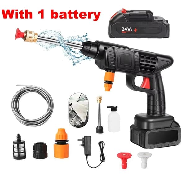 Högtryckslös biltvättspistol utan sladd, 240 L/H flödeshastighet, 3,5 Mpa tryck,Med batteri 1