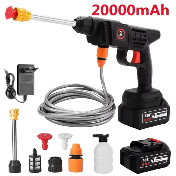 Højtryks trådløs bilvaskepistol, 240 L/H gennemstrømning, 3,5 Mpa tryk,20000mAh (med kun 1 batteri)