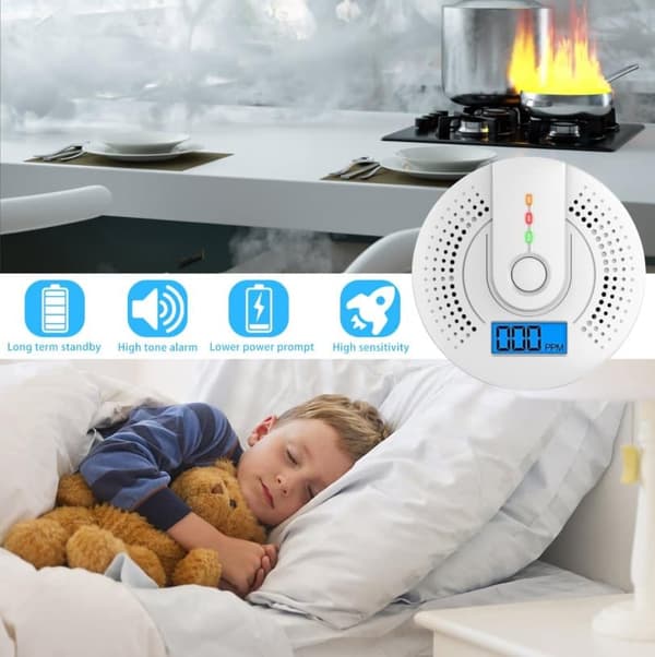 Kuliltedetektor med LCD-skærm og høj hørbar alarm – bærbar CO-detektor til hjem, campingvogn og rejser