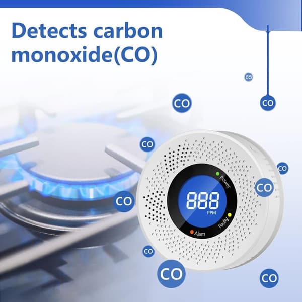 Trådlös kolmonoxiddetektor CO Detector, Battery-Powered-vit