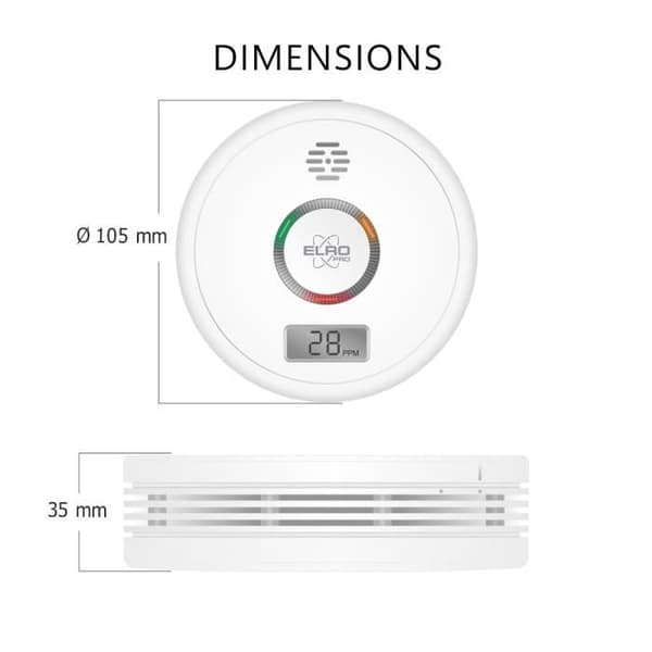 ELRO Pro PK4910 kolmonoxiddetektor - automatiskt självtest - 10 års batteri