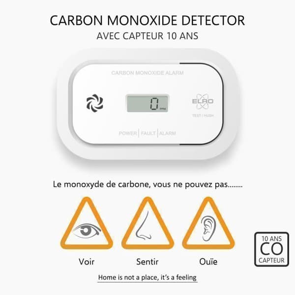 ELRO FC5003 kolmonoxiddetektor - 10 års sensor - med display
