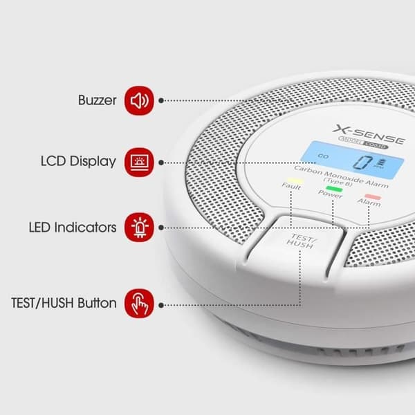 Koldioxiddetektor - X-Sense - CO03D - Digital Display - 10 Års Skydd - 85 dB