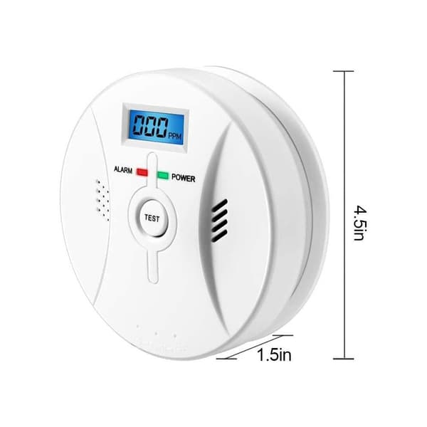Lollanda Kolmonoxidlarm med LCD-display – högkänslig, 85 dB högljudd varning, batteridriven CO-gasdetektor