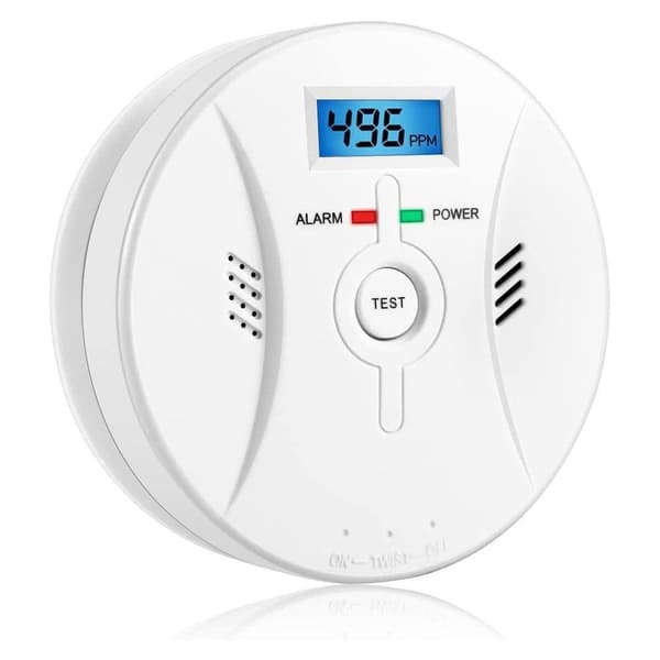 Lollanda Kolmonoxidlarm med LCD-display – högkänslig, 85 dB högljudd varning, batteridriven CO-gasdetektor