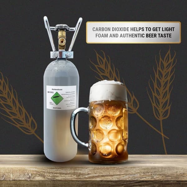 Koldioxid, CO2 flaska - 2,0 kg - Gasflaska, Kolsyreflaska, Kolsyrecylinder, Kolsyrebehållare, Kolsyrepatroner