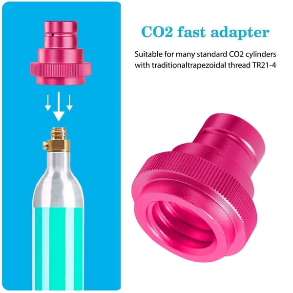 CO2 Snabbkoppling till SodaMaker - Universell Adapter för Terra/Art/TR21-4 | Blå Cylinder & Vattenkarbonator - Rosaröd