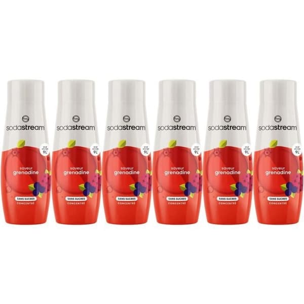 SODASTREAM Koncentrater - Pakke med 6 sukkerfri Grenadinekoncentrater - Op til 54 l drikkevarer - 440 ml