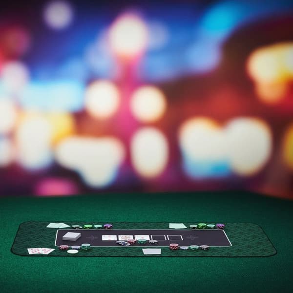 Relaxdays Poker matta, i polyester, gummi, slitstark och halkfri, 120 x 60 cm, Texas Holdem, grön färg