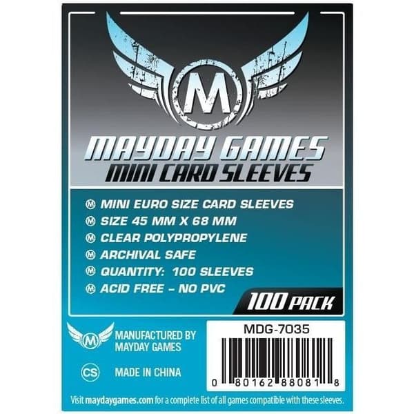 Skyddsfickor Mini Euro 45x68mm - MAYDAYGAMES - 7035 - Transparent - Spelaccessoar - 100 fickor