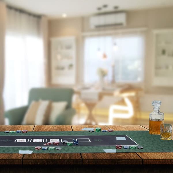 Relaxdays Poker Mat, polyester, gummi, hållbar och halkfri, 180 x 90 cm, Texas Holdem, grön färg