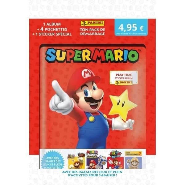 SUPER MARIO STICKERS album + 4 ärmar + 1 specialklistermärke - Nintendo - Samling av 368 klistermärken