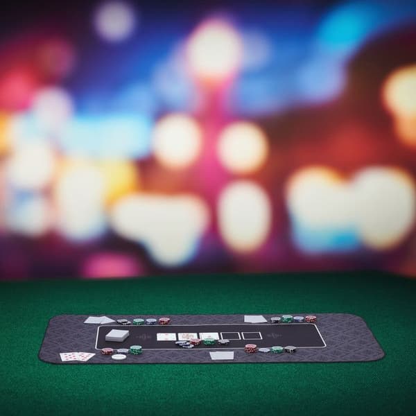 Relaxdays Poker Mat, i polyester, gummi, hållbar och halkfri, 100 x 60 cm, Texas Holdem, svart
