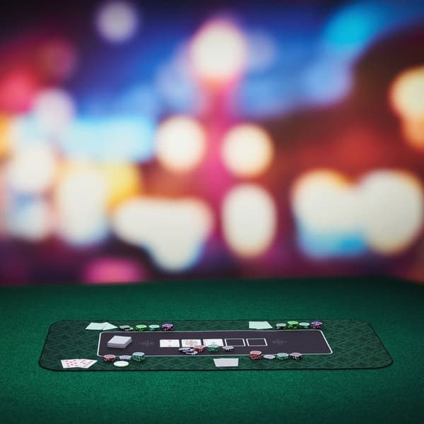 Relaxdays Poker matta, i polyester, gummi, hållbar och halkfri, 100 x 60 cm, Texas Holdem, grön