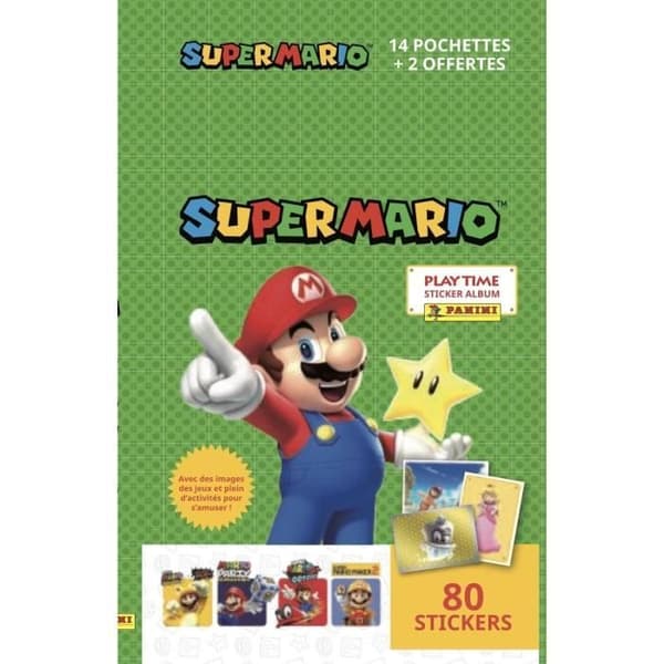 Super Mario Stickers - PANINI - Samling av 368 klistermärken med Luigi, Yoshi, Peach, Waluigi, Bowser, Bowser Jr.