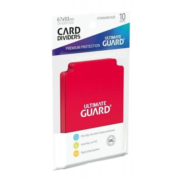 Intercalärer för kort - Ultimate Guard - Röd - Pack av 10 - Styv polypropen - 69x94 mm